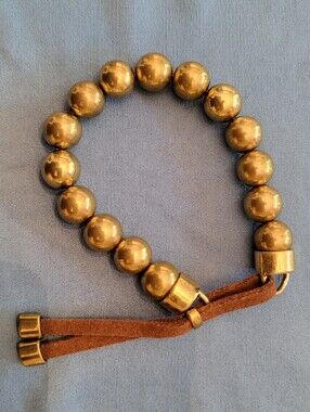 Fossil Brass Bead Leather Bracelet